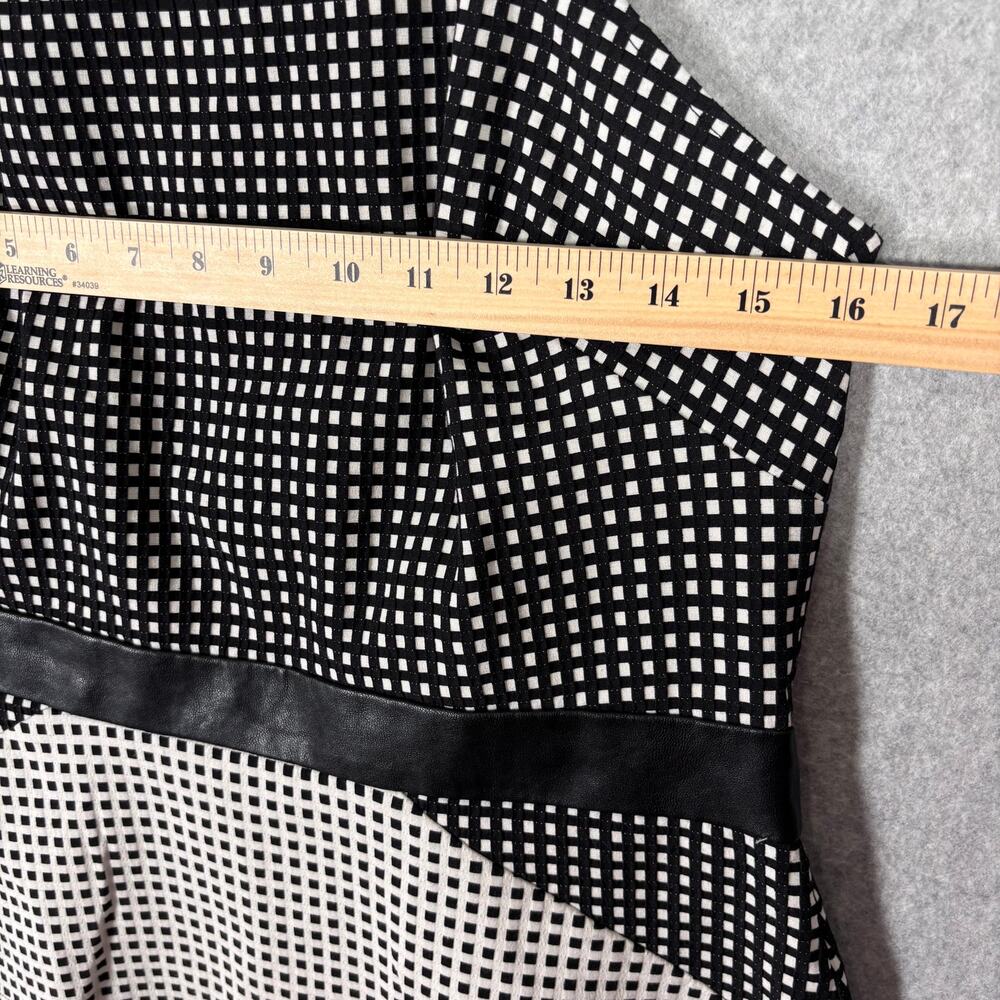 Bebe Top Large‎ Plaid Faux Leather Zipper Stretch Twee Royal Career Quiet Peplum - Picture 5 of 11